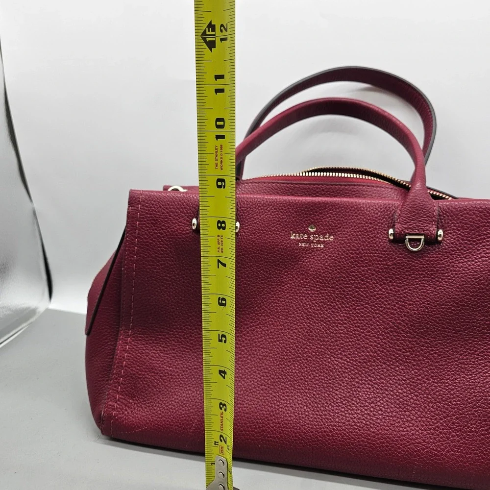 Kate Spade New York Satchel Burgundy Pebbled Leather Triple Compartment Handbag